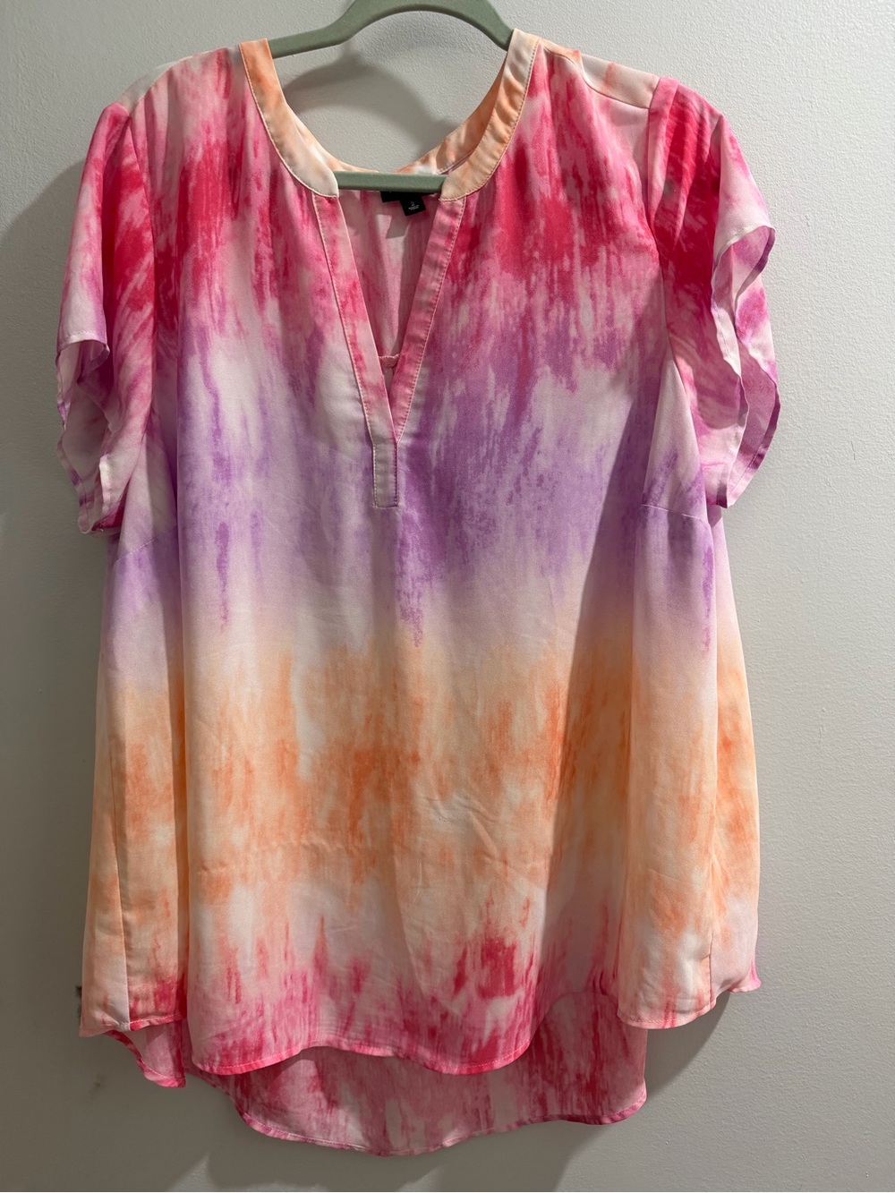 torrid Tie-Dye V-Neck Tunic Top - Pink, Purple & Orange